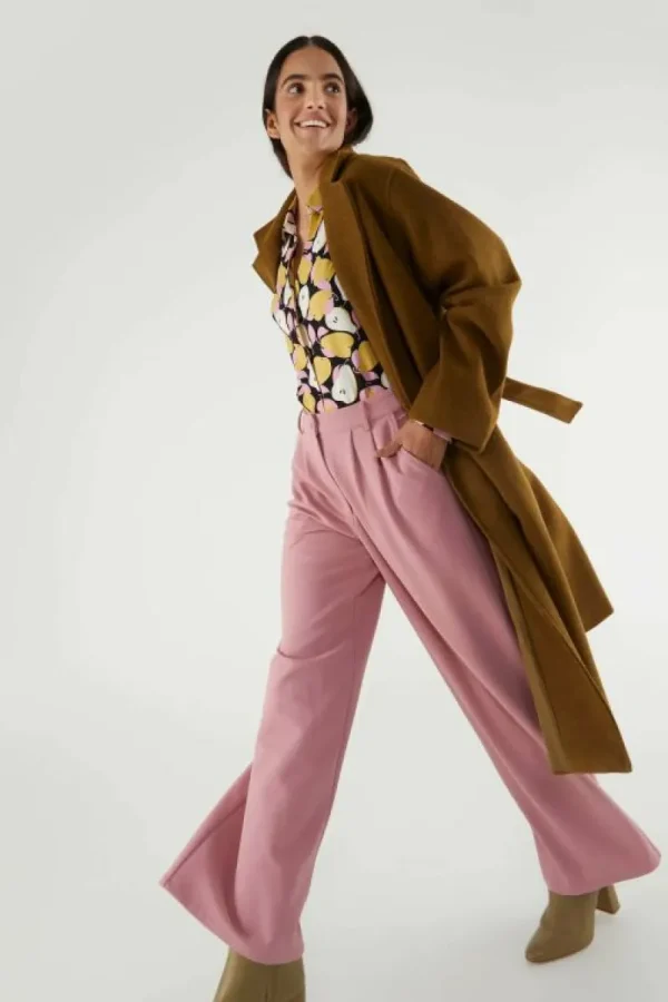 Pantalón de vestir con pinzas rosa-COMPAÑIAFANTASTICA Fashion
