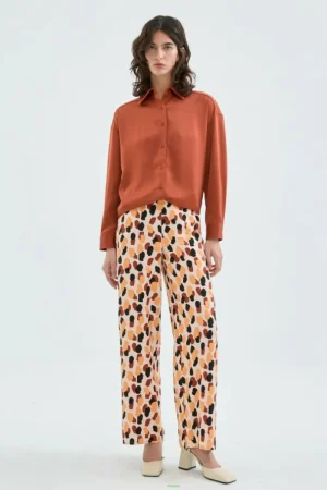 Pantalón largo de traje con estampado de lunares-COMPAÑIAFANTASTICA Fashion