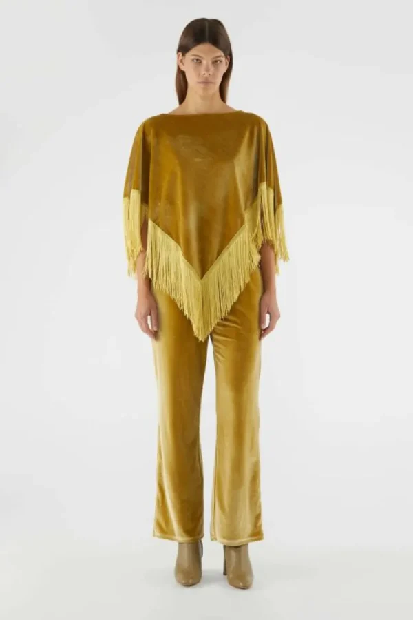 Pantalón largo elástico de terciopelo amarillo-COMPAÑIAFANTASTICA Cheap
