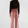 Pantalón largo elástico de terciopelo rosa-COMPAÑIAFANTASTICA Best