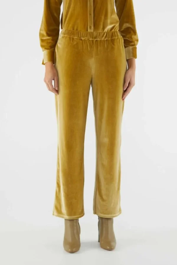 Pantalón largo elástico de terciopelo amarillo-COMPAÑIAFANTASTICA Cheap