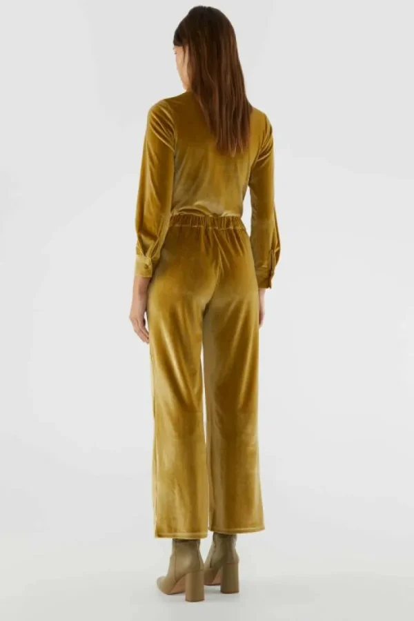 Pantalón largo elástico de terciopelo amarillo-COMPAÑIAFANTASTICA Cheap