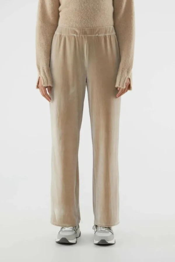 Pantalón largo elástico de terciopelo beige-COMPAÑIAFANTASTICA Clearance