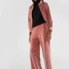 Pantalón largo elástico de terciopelo rosa-COMPAÑIAFANTASTICA Best