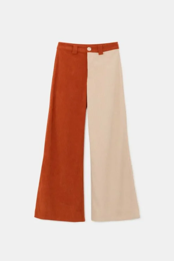 pantaln_largo_en_pana_de__1.webp Pantalón largo en pana de tiro alto bicolor beige-COMPAÑIAFANTASTICA Flash Sale