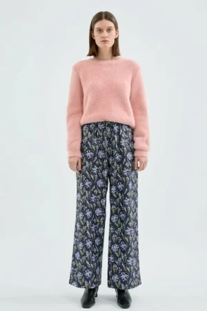 Pantalón largo recto con estampado floral-COMPAÑIAFANTASTICA Clearance