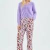 Pantalón largo recto con estampado de flores-COMPAÑIAFANTASTICA Fashion