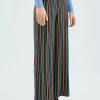 Pantalón largo recto con estampado de rayas multicolor-COMPAÑIAFANTASTICA Store