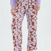 Pantalón largo recto con estampado de flores-COMPAÑIAFANTASTICA Fashion