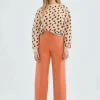 Pantalón largo recto de punto naranja-COMPAÑIAFANTASTICA Outlet
