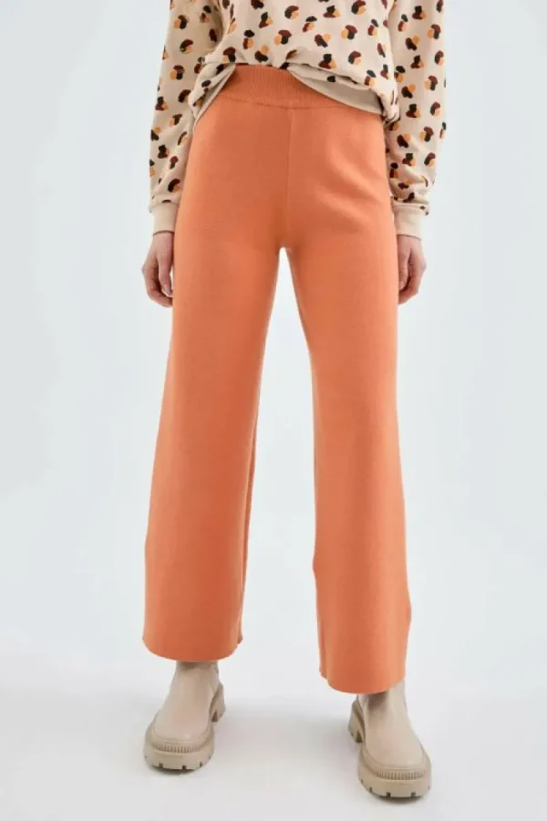 Pantalón largo recto de punto naranja-COMPAÑIAFANTASTICA Outlet