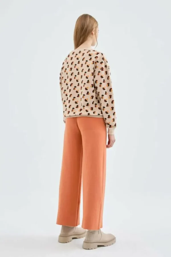 Pantalón largo recto de punto naranja-COMPAÑIAFANTASTICA Outlet