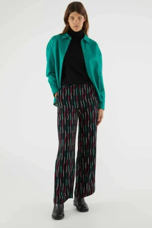 Pantalón largo recto de traje con estampado de rayas negro-COMPAÑIAFANTASTICA Online