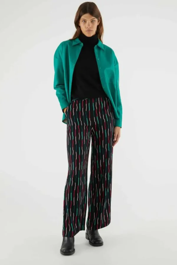 Pantalón largo recto de traje con estampado de rayas negro-COMPAÑIAFANTASTICA Online