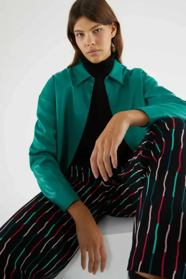 Pantalón largo recto de traje con estampado de rayas negro-COMPAÑIAFANTASTICA Online