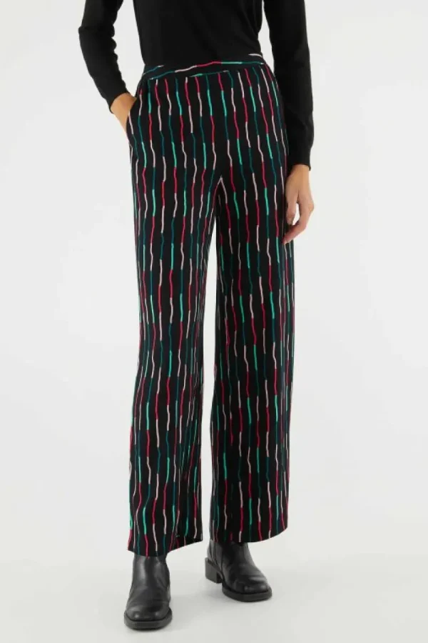 Pantalón largo recto de traje con estampado de rayas negro-COMPAÑIAFANTASTICA Online