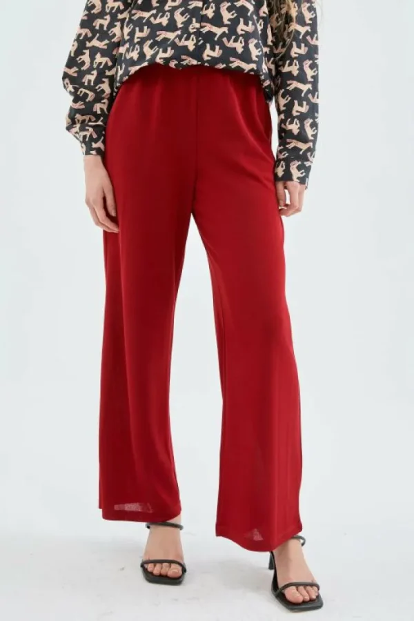 Pantalón largo recto fluido rojo-COMPAÑIAFANTASTICA Sale
