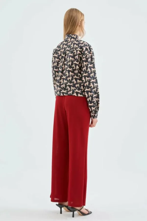 Pantalón largo recto fluido rojo-COMPAÑIAFANTASTICA Sale