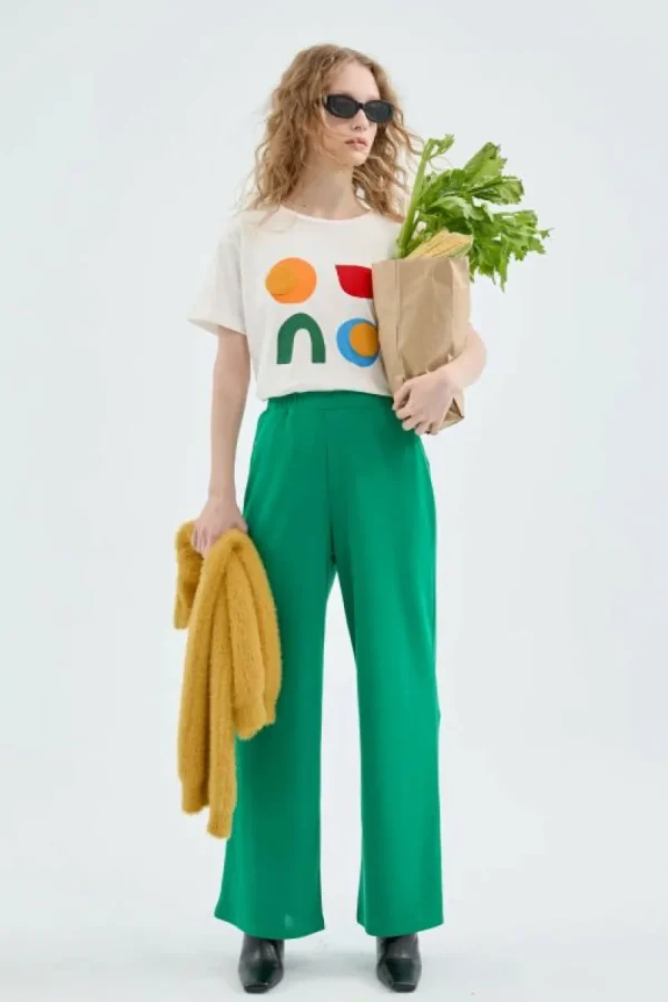 Pantalón largo recto fluido verde-COMPAÑIAFANTASTICA Flash Sale