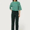 Pantalón recto con estampado de corazones verdes-COMPAÑIAFANTASTICA Clearance