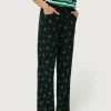 Pantalón recto con estampado de corazones verdes-COMPAÑIAFANTASTICA Clearance