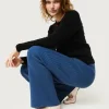 Pantalón recto de punto azul-COMPAÑIAFANTASTICA Online