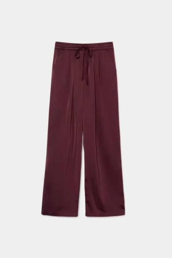 Pantalón satinado con cintura elástica morado-COMPAÑIAFANTASTICA Store