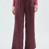 Pantalón satinado con cintura elástica morado-COMPAÑIAFANTASTICA Store