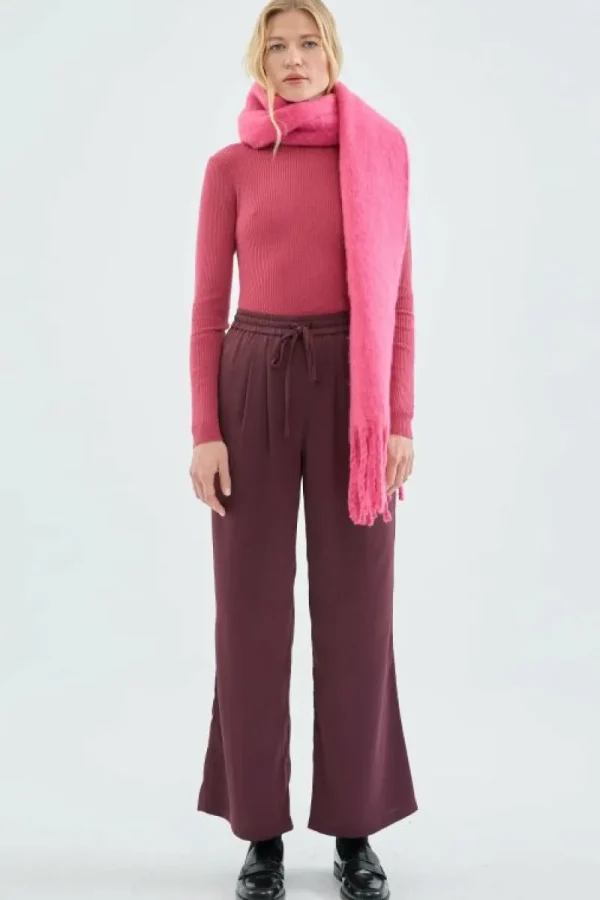 Pantalón satinado con cintura elástica morado-COMPAÑIAFANTASTICA Store