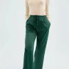 Pantalón satinado con cintura elástica verde-COMPAÑIAFANTASTICA Best