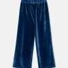 Pantalón unisex en terciopelo azul-MINI Best Sale