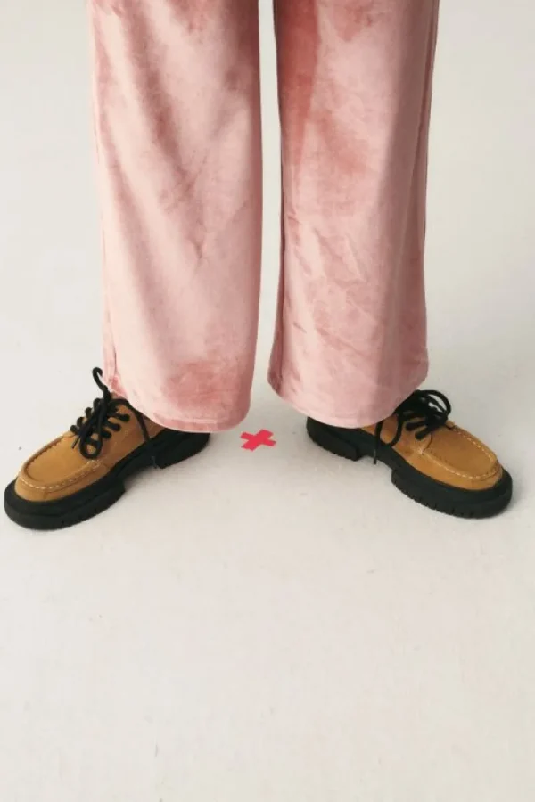 Pantalón unisex en terciopelo rosa-MINI Shop
