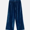 Pantalón unisex en terciopelo azul-MINI Best Sale