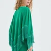 Poncho con flecos verde-COMPAÑIAFANTASTICA Hot