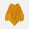 Poncho de niña con flecos amarillo-MINI Sale
