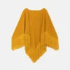 Poncho de niña con flecos amarillo-MINI Sale