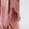 Poncho de terciopelo con flecos rosa-COMPAÑIAFANTASTICA Shop