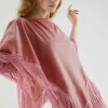 Poncho de terciopelo con flecos rosa-COMPAÑIAFANTASTICA Shop