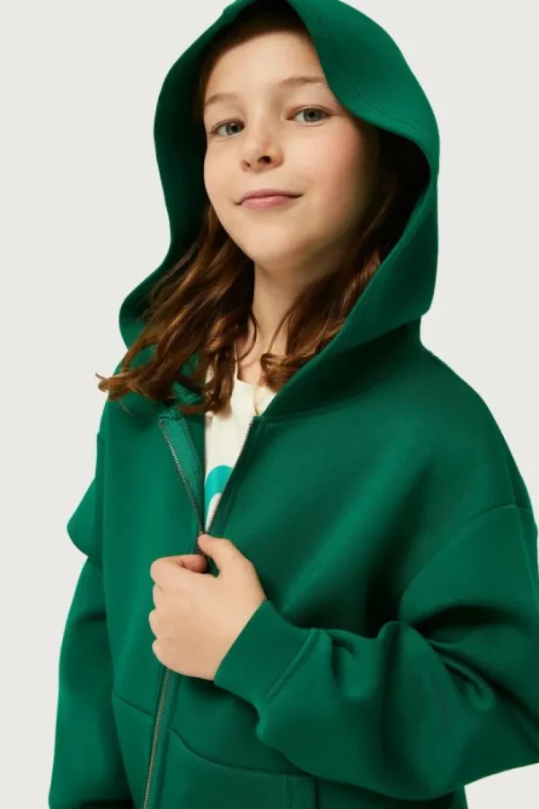 Sudadera de niña con capucha verde-MINI Hot