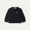 Sudadera de niña con parche de flor negra-MINI Clearance