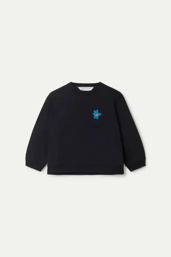 Sudadera de niña con parche de flor negra-MINI Clearance
