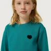 Sudadera de niña con parche de corazón azul-MINI Outlet