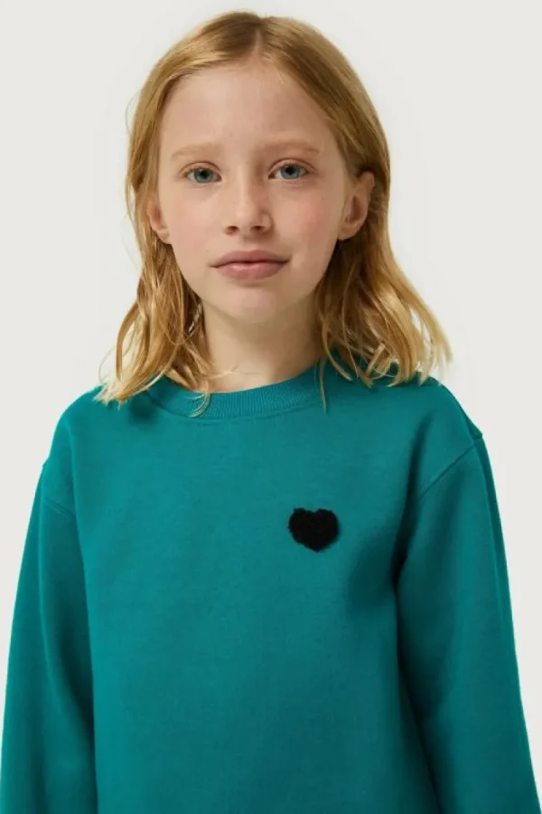 Sudadera de niña con parche de corazón azul-MINI Outlet