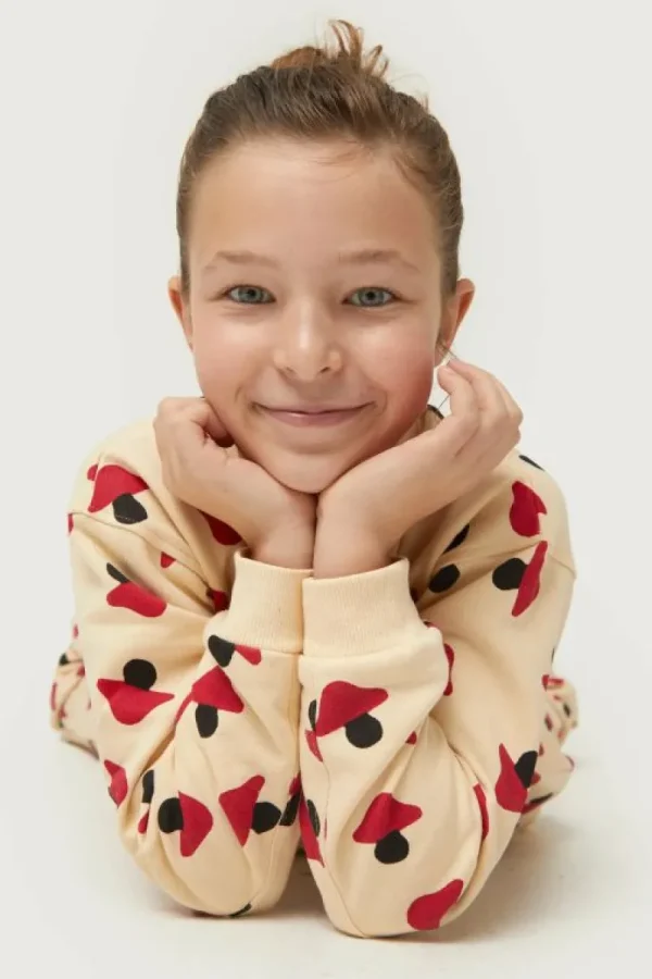 Sudadera de niña estampado de setas beige-MINI Online