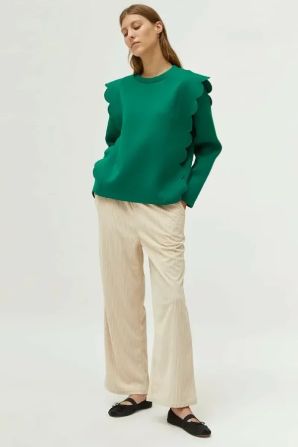 Sudadera detalle ondas verde-COMPAÑIAFANTASTICA Discount