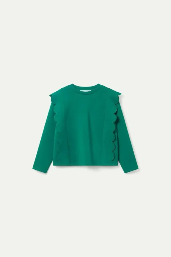 Sudadera detalle ondas verde-COMPAÑIAFANTASTICA Discount