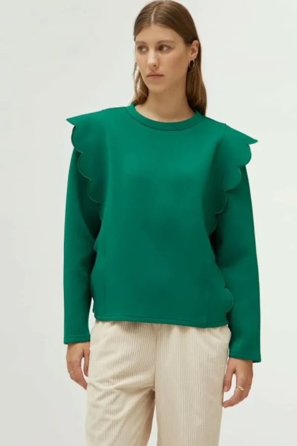 Sudadera detalle ondas verde-COMPAÑIAFANTASTICA Discount