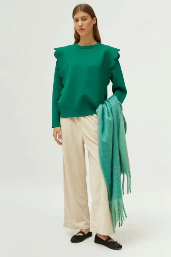 Sudadera detalle ondas verde-COMPAÑIAFANTASTICA Discount