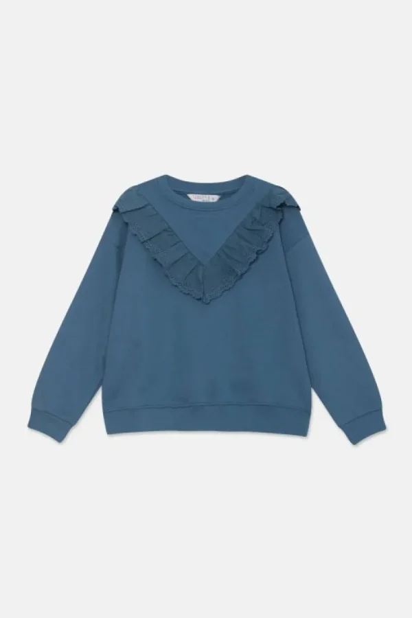 Sudadera unisex de felpa con volante azul-MINI Cheap