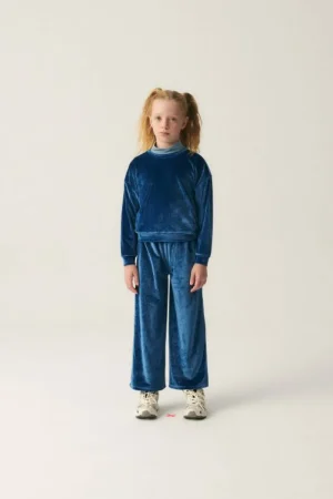 Sudadera unisex en terciopelo azul-MINI Best Sale